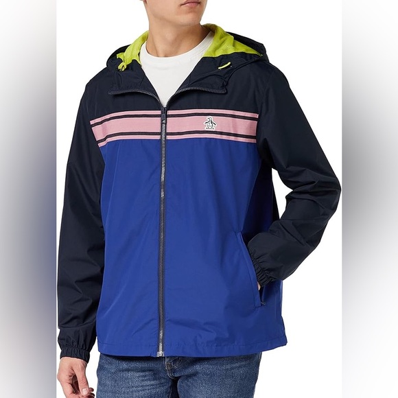 Original Penguin Waterresistant Meshlined Colorblocked Hooded Full zip Jacket - Picture 1 of 16